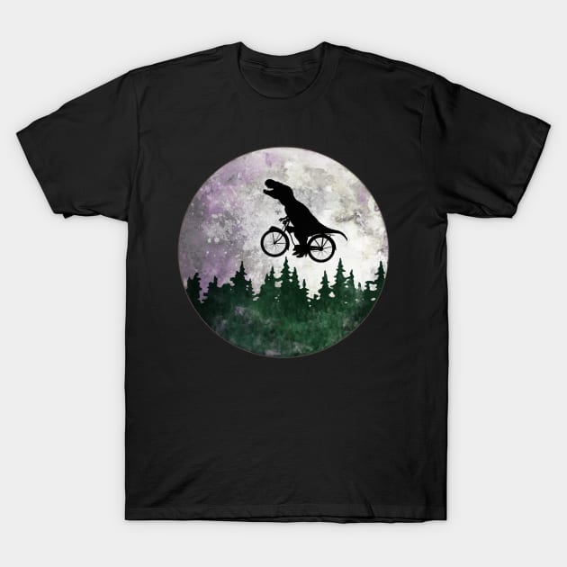 Dinosaur lover cyclist on the moon T-Shirt by Collagedream